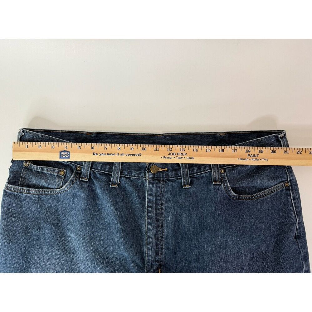 Carhartt‎ Jeans Men's 44x32 Relaxed Straight Let Blue Denim Workwear Logo - Picture 3 of 9